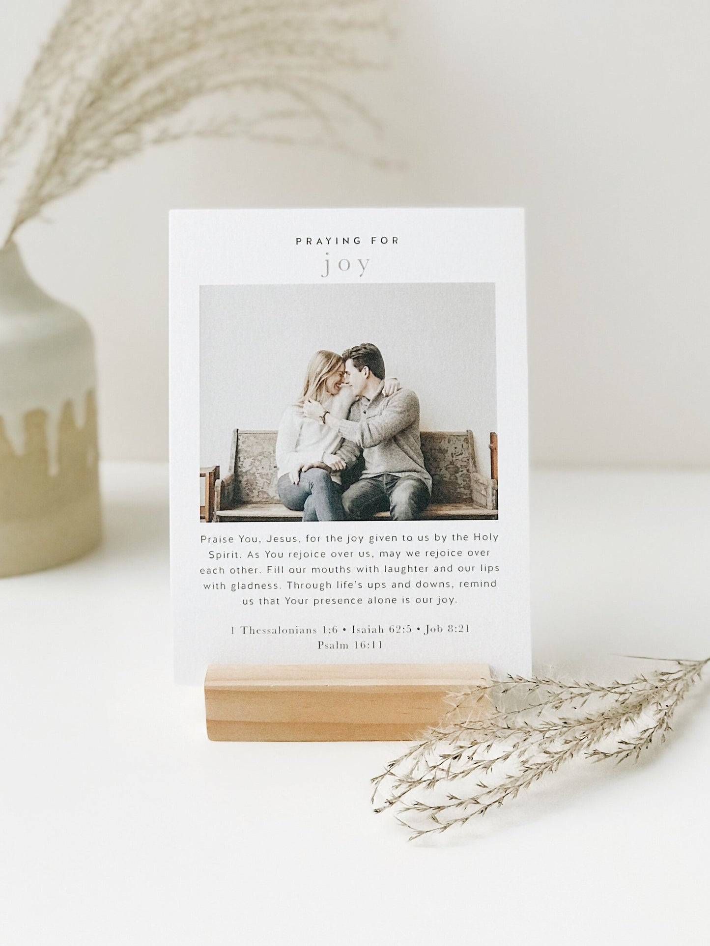 A personalized, unique, christian church wedding gift for Christian husbands and wives to display a home decor as a reminder to pray together for their marraige.