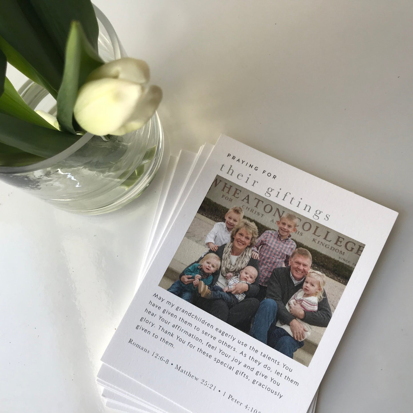 Prayer card with a photo personalized image of grandkids for grandparents to pray everyday and display in their home, a unique, personalized gift for grandparents