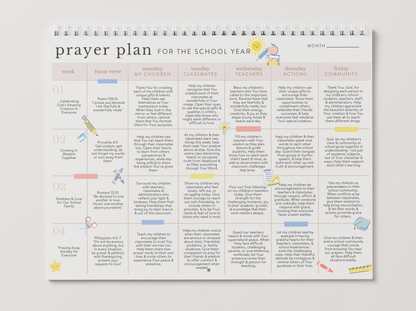 FREE Back to School Prayer Calendar Printable