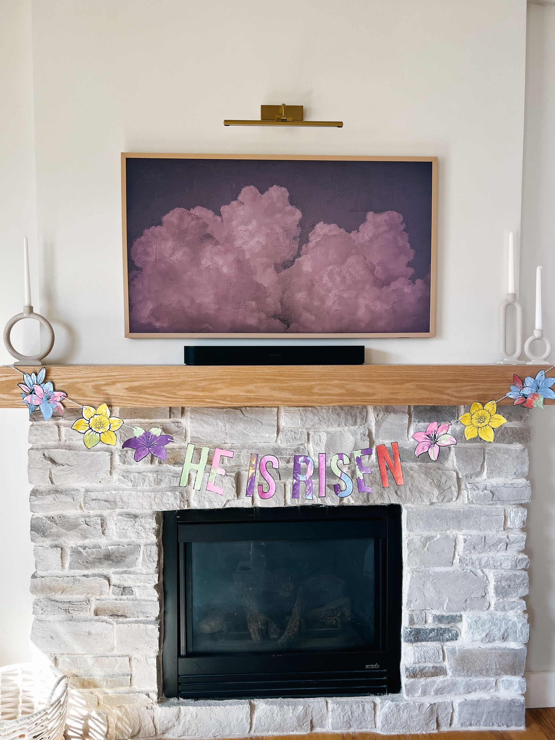 Christian Easter Activity Print, cut, color, and hang this DIY He is Risen Banner Easter Banner Garland