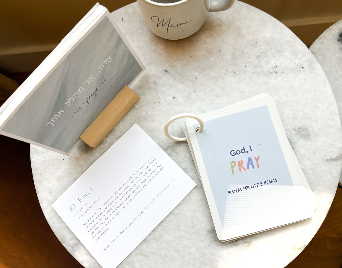 Teach your child to pray alongside you with a tangible tool of prayer cards that helps make prayer a daily habit for both of you together.