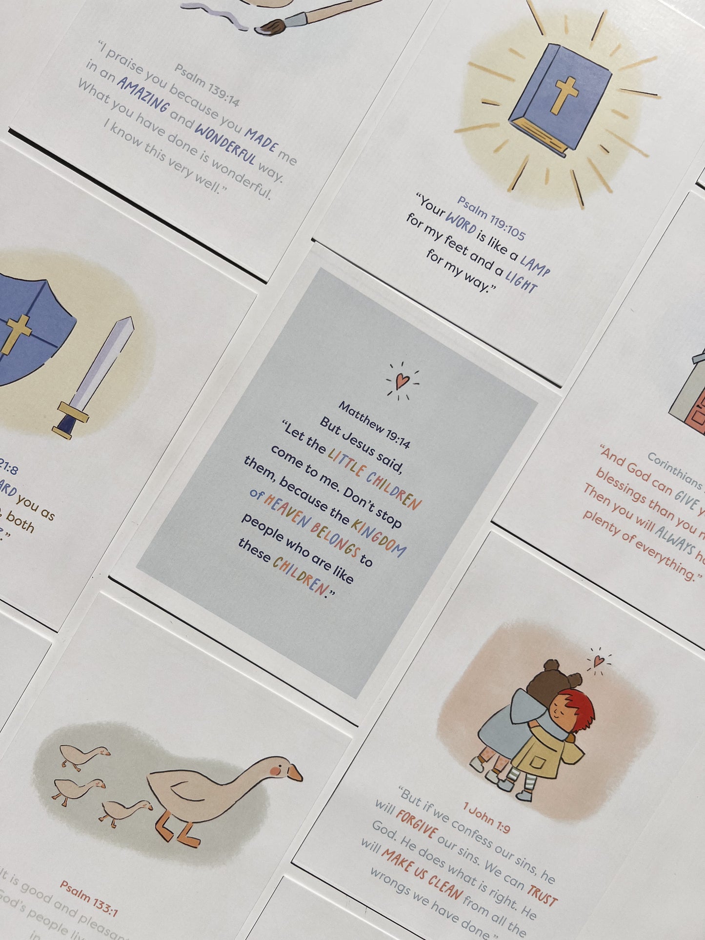 Prayer Cards for kids to learn how to pray with Bible verses and illustrations