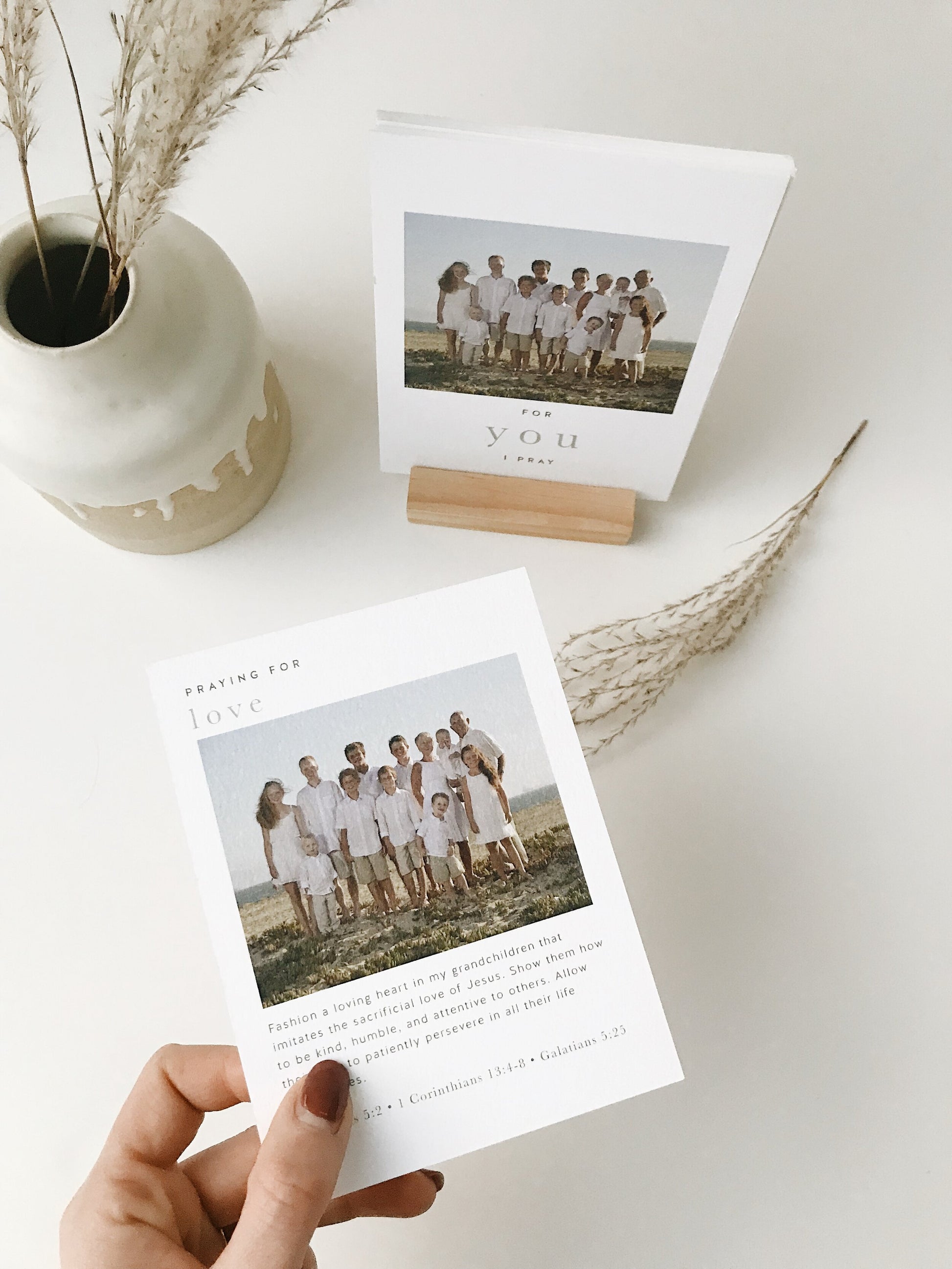 Beautiful prayer cards with Scripture verses for daily inspiration for grandparents to pray for their grandkids featuring an image of grandchildren